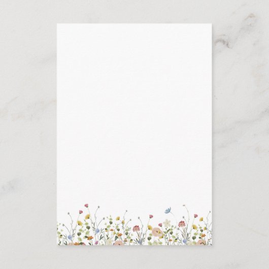 Kleurrijke sierlijke wilde bloemen bruiloft detail informatiekaartje (Achterkant)