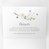 Kleurrijke sierlijke wilde bloemen bruiloft drievo drieluik uitnodiging (Binnenzijde eerst)