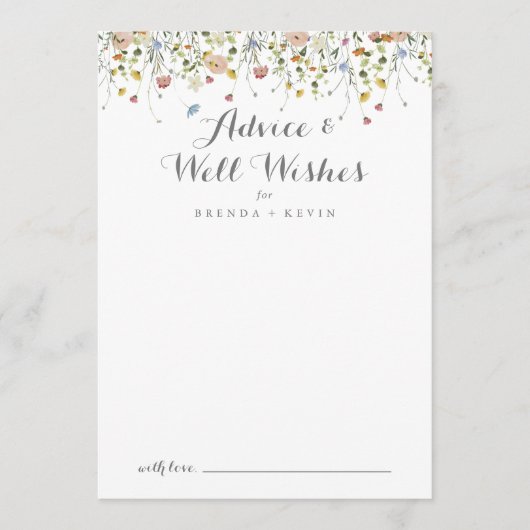 Kleurrijke sierlijke wilde bloemen bruiloft goed w advieskaart (Voorkant)