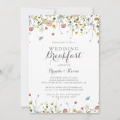 Kleurrijke sierlijke wilde bloemen bruiloft ontbij kaart (Voorkant)