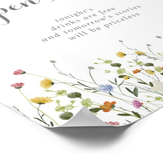 Kleurrijke sierlijke wilde bloemen bruiloft open b poster (Hoek)