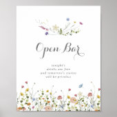 Kleurrijke sierlijke wilde bloemen bruiloft open b poster (Voorkant)