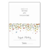 Kleurrijke sierlijke wilde bloemen bruiloft plaats kaart (Voorkant)