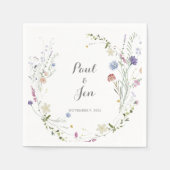 Kleurrijke sierlijke wilde bloemen bruiloft servet (Voorkant)