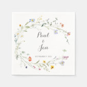 Kleurrijke sierlijke wilde bloemen bruiloft servet (Voorkant)