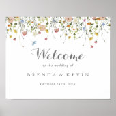 Kleurrijke sierlijke wilde bloemen bruiloft welkom poster (Voorkant)