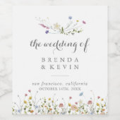 Kleurrijke sierlijke wilde bloemen bruiloft wijn l wijn etiket (Enkel label)