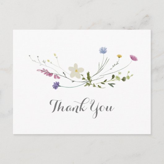 Kleurrijke sierlijke wilde bloemen dank u briefkaart (Voorkant)