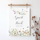 Kleurrijke sierlijke wilde bloemen gastenboek teke poster