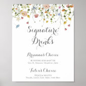 Kleurrijke sierlijke wilde bloemen handtekening Dr Poster (Voorkant)