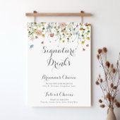 Kleurrijke sierlijke wilde bloemen handtekening Dr Poster