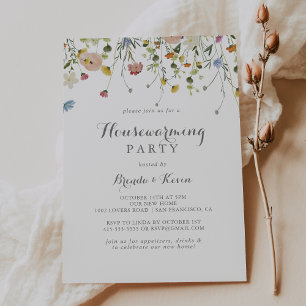 Kleurrijke sierlijke wilde bloemen housewarming pa kaart