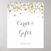 Kleurrijke sierlijke wilde bloemen Kaarten en gesc Poster (Voorkant)