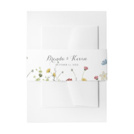 Kleurrijke sierlijke wilde bloemen kalligrafie bru uitnodigingen wikkel