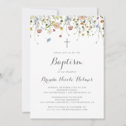 Kleurrijke sierlijke wilde bloemen kalligrafie doo kaart (Voorkant)