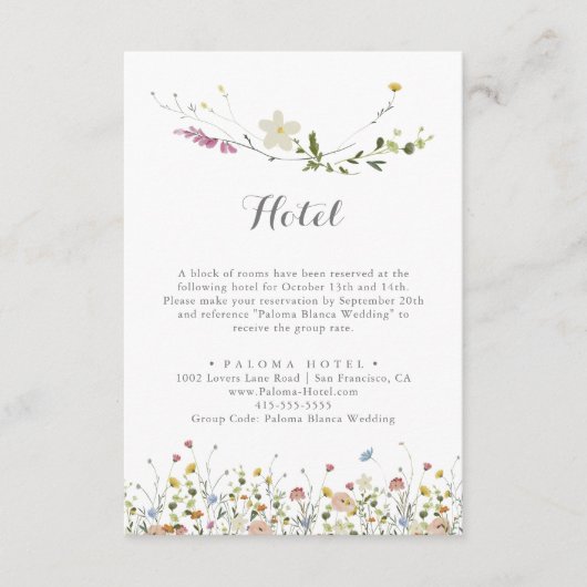 Kleurrijke sierlijke wilde bloemen kalligrafie hot informatiekaartje (Voorkant)