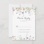 Kleurrijke sierlijke wilde bloemen kalligrafie RSV RSVP Kaartje (Voorkant)