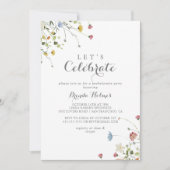 Kleurrijke sierlijke wilde bloemen laten we feest  kaart (Voorkant)