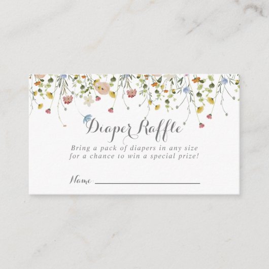 Kleurrijke sierlijke wilde bloemen luier loterij t informatiekaartje (Voorkant)