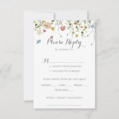 Kleurrijke sierlijke wilde bloemen menu keuze RSVP (Voorkant)