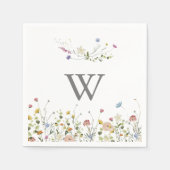 Kleurrijke sierlijke wilde bloemen monogram bruilo servet (Voorkant)