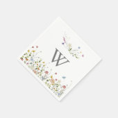 Kleurrijke sierlijke wilde bloemen monogram bruilo servet (Hoek)