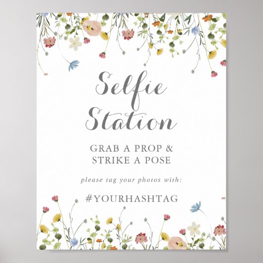 Kleurrijke sierlijke wilde bloemen selfie station  poster (Voorkant)
