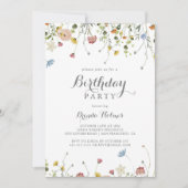 Kleurrijke sierlijke wilde bloemen verjaardagsfees kaart (Voorkant)