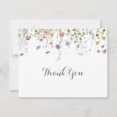 Kleurrijke sierlijke wilde bloemen vlakke bruiloft bedankkaart (Voorkant)