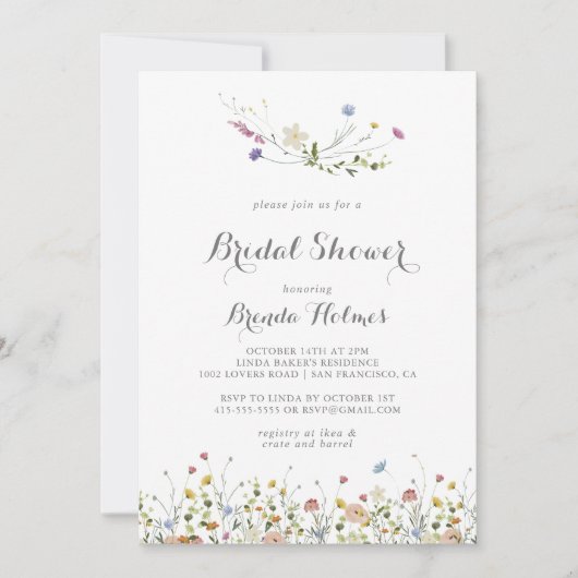 Kleurrijke sierlijke wilde bloemen Vrijgezellenfee Kaart (Voorkant)