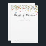 Kleurrijke sierlijke wilde bruiloft woorden van wi advieskaart<br><div class="desc">Deze kleurrijke sierlijke wilde bruiloft woorden van wijsheid advies kaart is perfect voor een rustieke bruiloft. Het ontwerp is voorzien van handbeschilderde waterverf met mooie roze, blush, blauw, marineblauw, geel, paarse en groene wilde bloemen. Deze kaarten zijn ideaal voor een bruiloft, vrijgezellenfeest, baby shower, afstudeerfeest & meer. Personaliseer de kaarten...</div>
