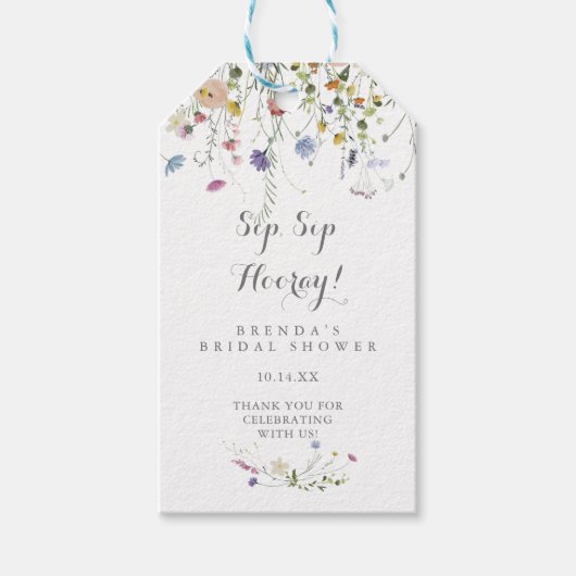 Kleurrijke sierlijke wilde slok Hooray Vrijgezelle Cadeaulabel (Voorkant)