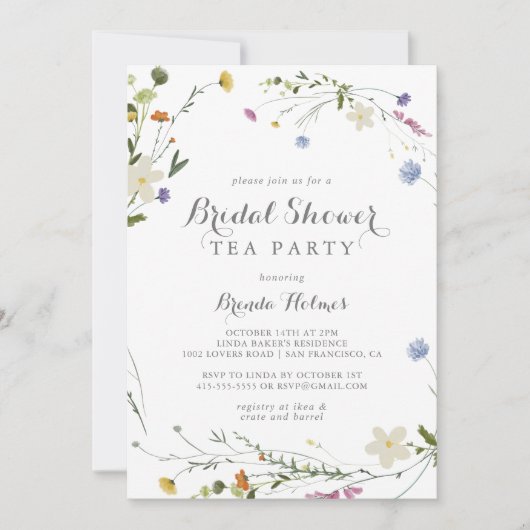 Kleurrijke sierlijke wilde Vrijgezellenfeest Tea P Kaart (Voorkant)