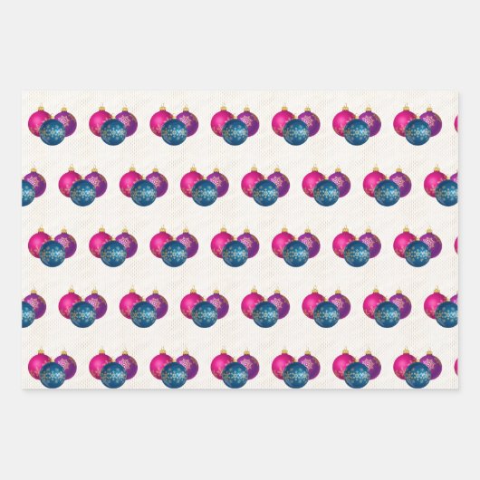 Kleurrijke siervoorwerpen Reeks papierblad 3 ompak Inpakpapier Vel (Voorkant)