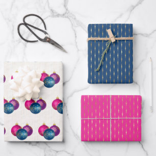 Kleurrijke siervoorwerpen Reeks papierblad 3 ompak Inpakpapier Vel