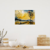 Kleurrijke Silhouet Waterverf Wall Poster (Keuken)