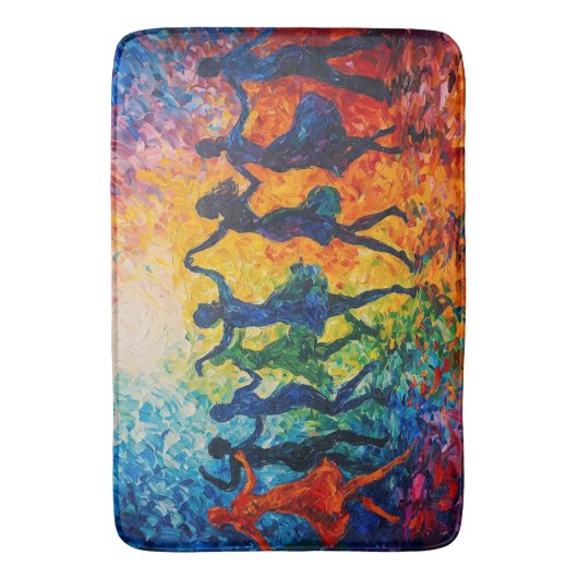 Kleurrijke silhouetten dansen badmat (Voorkant Verticaal)