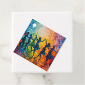 Kleurrijke silhouetten dansen bedankjes labels (In situ)