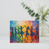 Kleurrijke silhouetten dansen briefkaart (Staand voorkant)