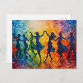 Kleurrijke silhouetten dansen briefkaart (Voorkant / Achterkant)