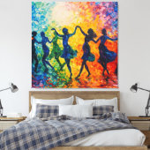 Kleurrijke silhouetten dansen canvas afdruk (Insitu (Slaapkamer))