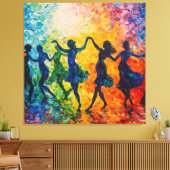 Kleurrijke silhouetten dansen canvas afdruk (Insitu (Woonkamer))