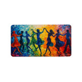 Kleurrijke silhouetten dansen etiket (Voorkant)