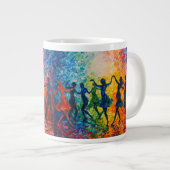 Kleurrijke silhouetten dansen grote koffiekop (Voorkant rechts)