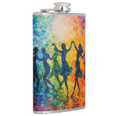 Kleurrijke silhouetten dansen heupfles (Rechts)