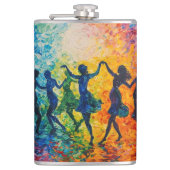 Kleurrijke silhouetten dansen heupfles (Voorkant)