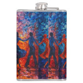 Kleurrijke silhouetten dansen heupfles (Achterkant)