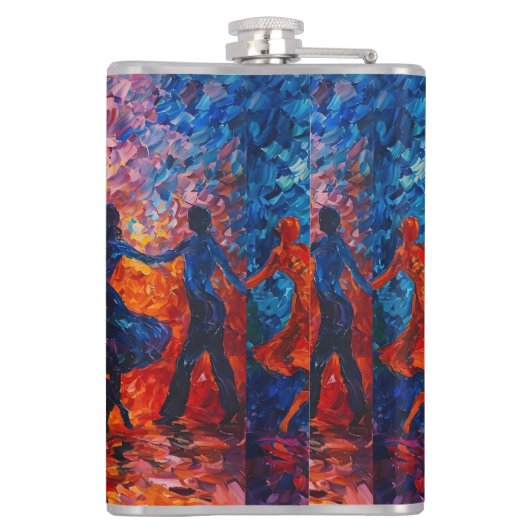 Kleurrijke silhouetten dansen heupfles (Achterkant)