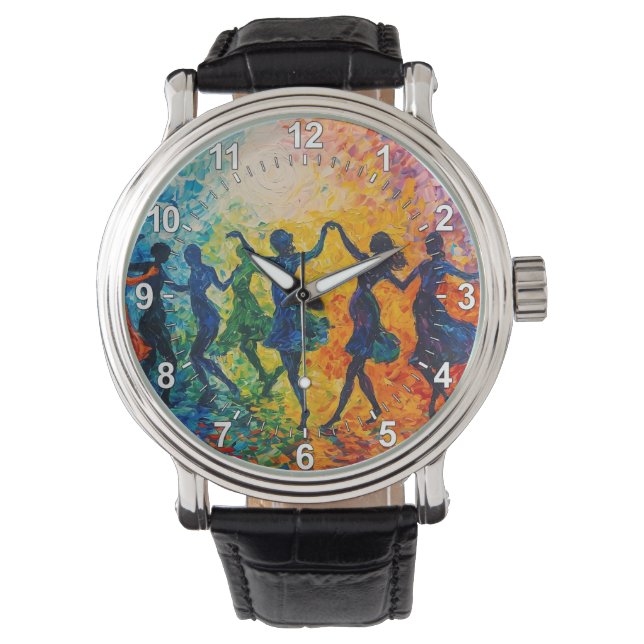 Kleurrijke silhouetten dansen horloge (Voorkant)