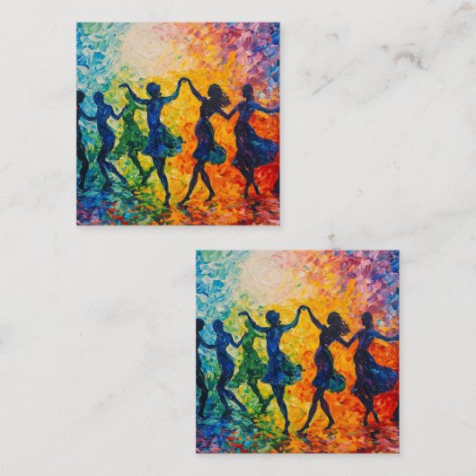 Kleurrijke silhouetten dansen informatiekaartje (Voorkant / Achterkant)